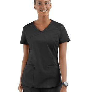 NWT - Women's Professionals Mock Wrap Scrubs Top - Black